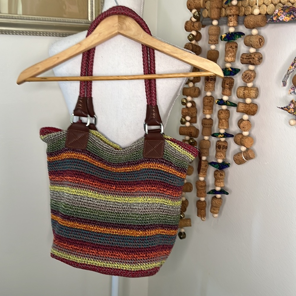 Multicolor Crochet Tote Bag with Braided Handles - Picture 4 of 11